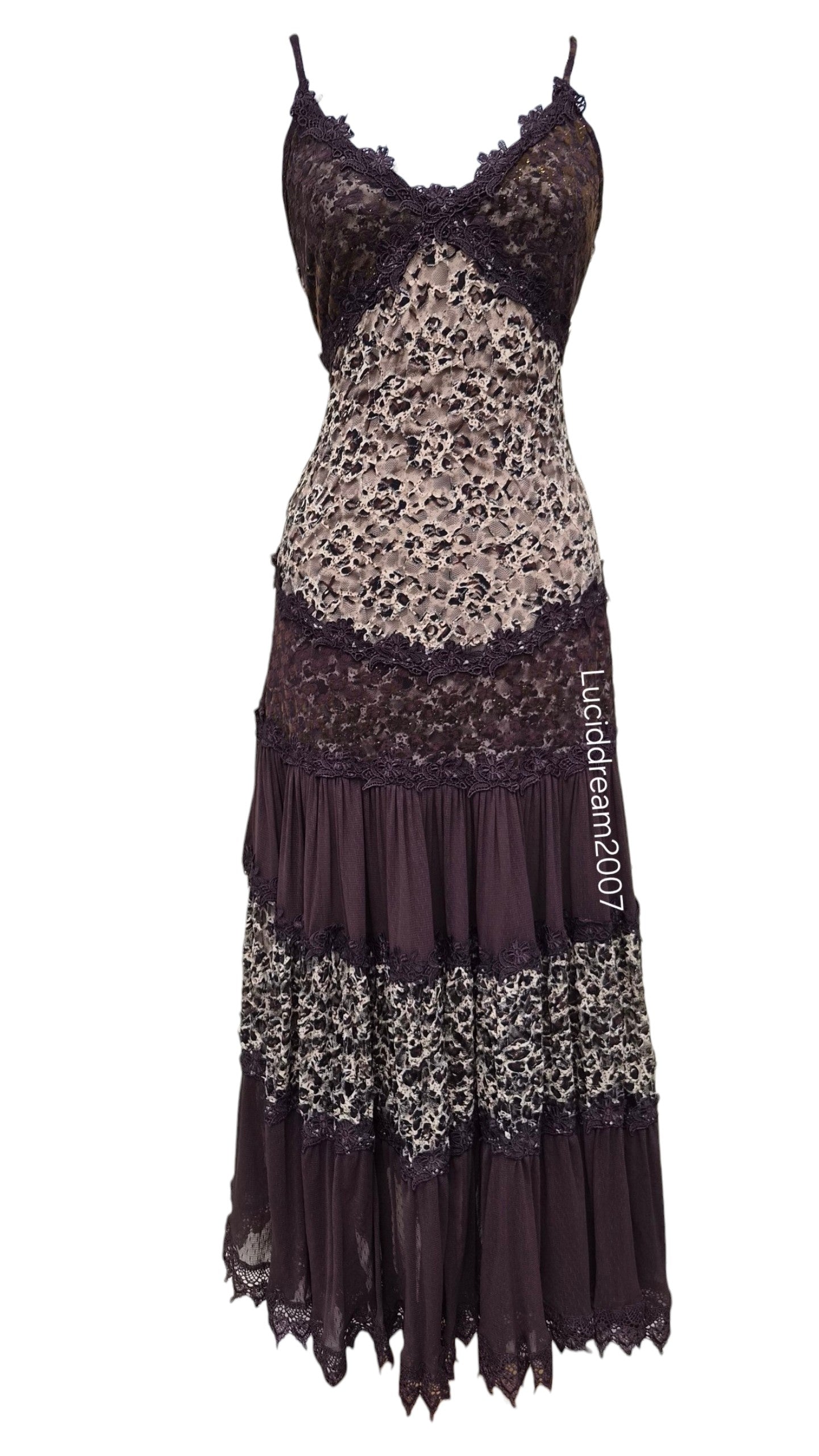 Robe marron léopard et dentelle