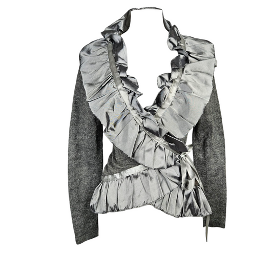 Two-material grey and silver heart-shaped wrapover