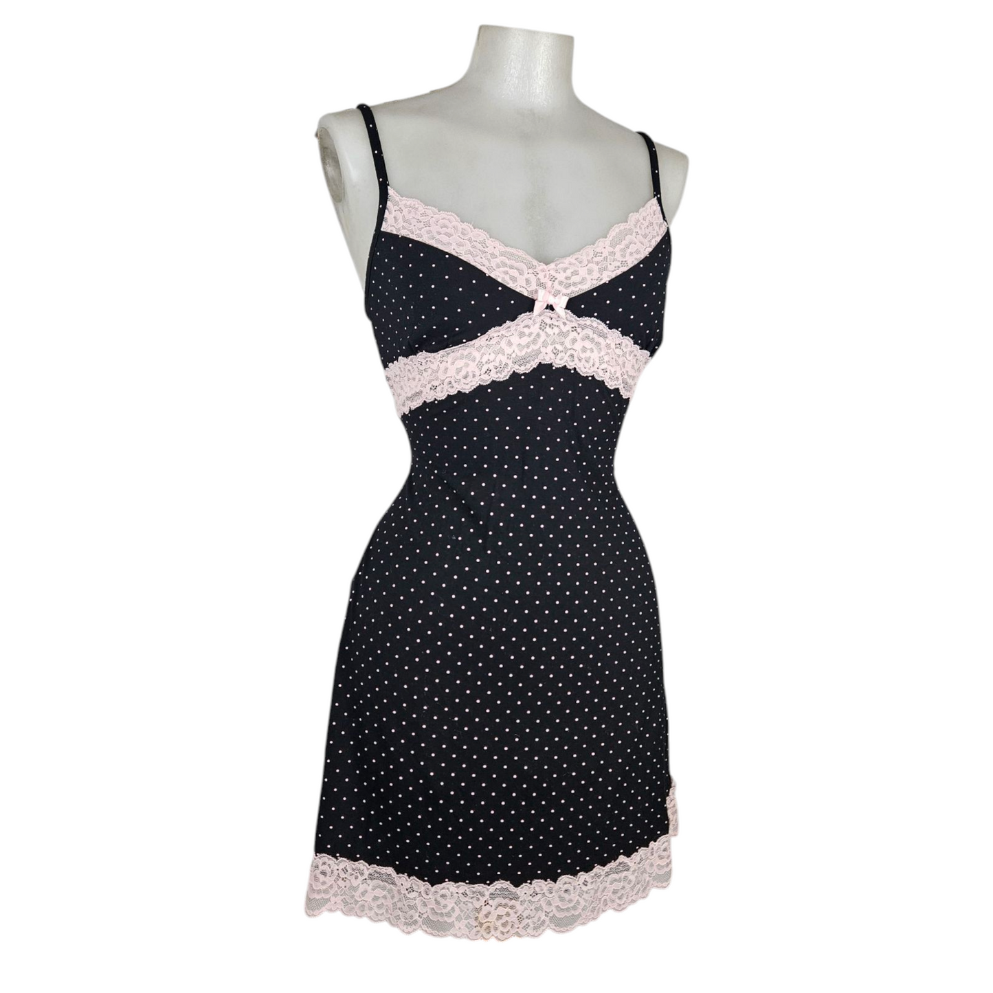 Lingerie-style polka dot dress