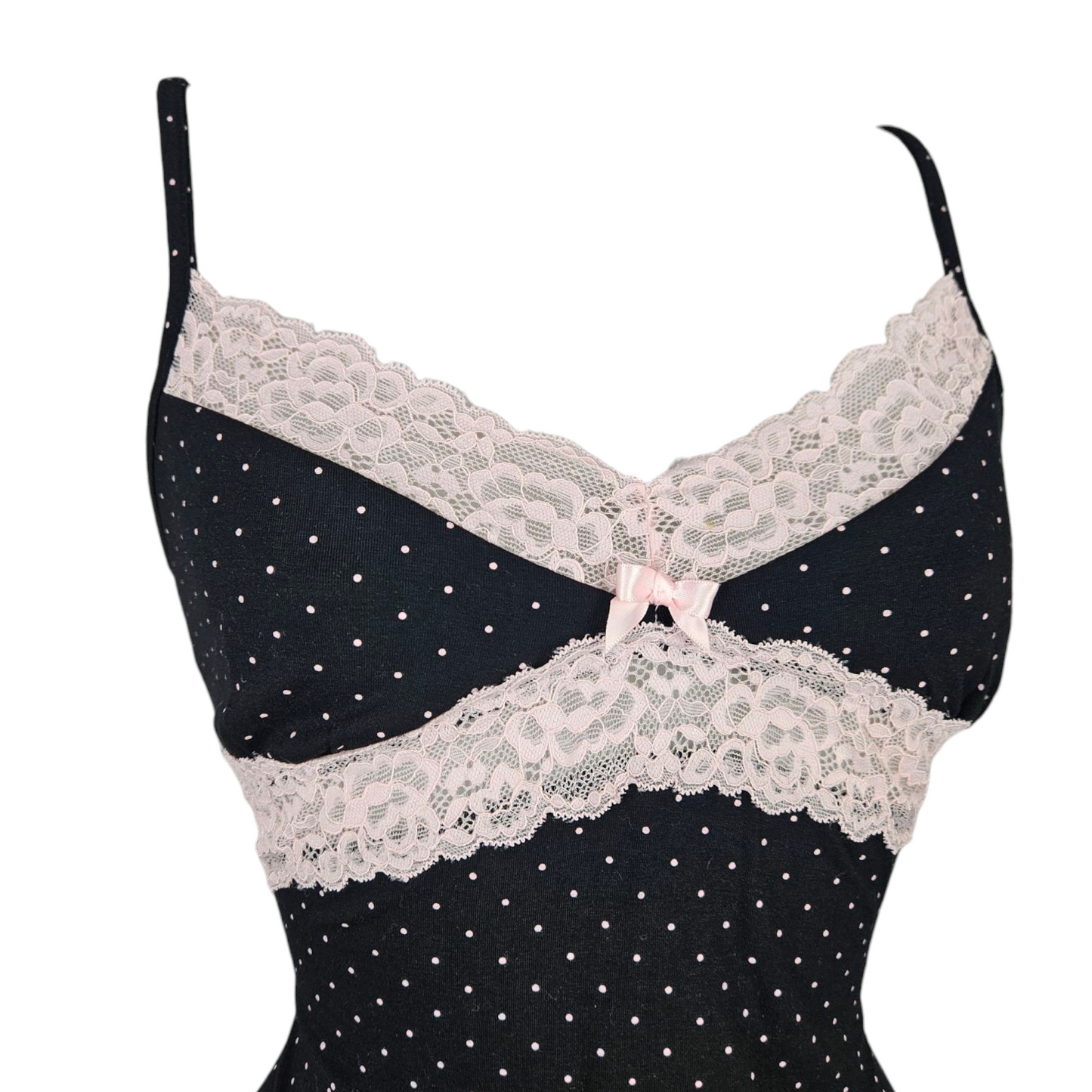 Lingerie-style polka dot dress