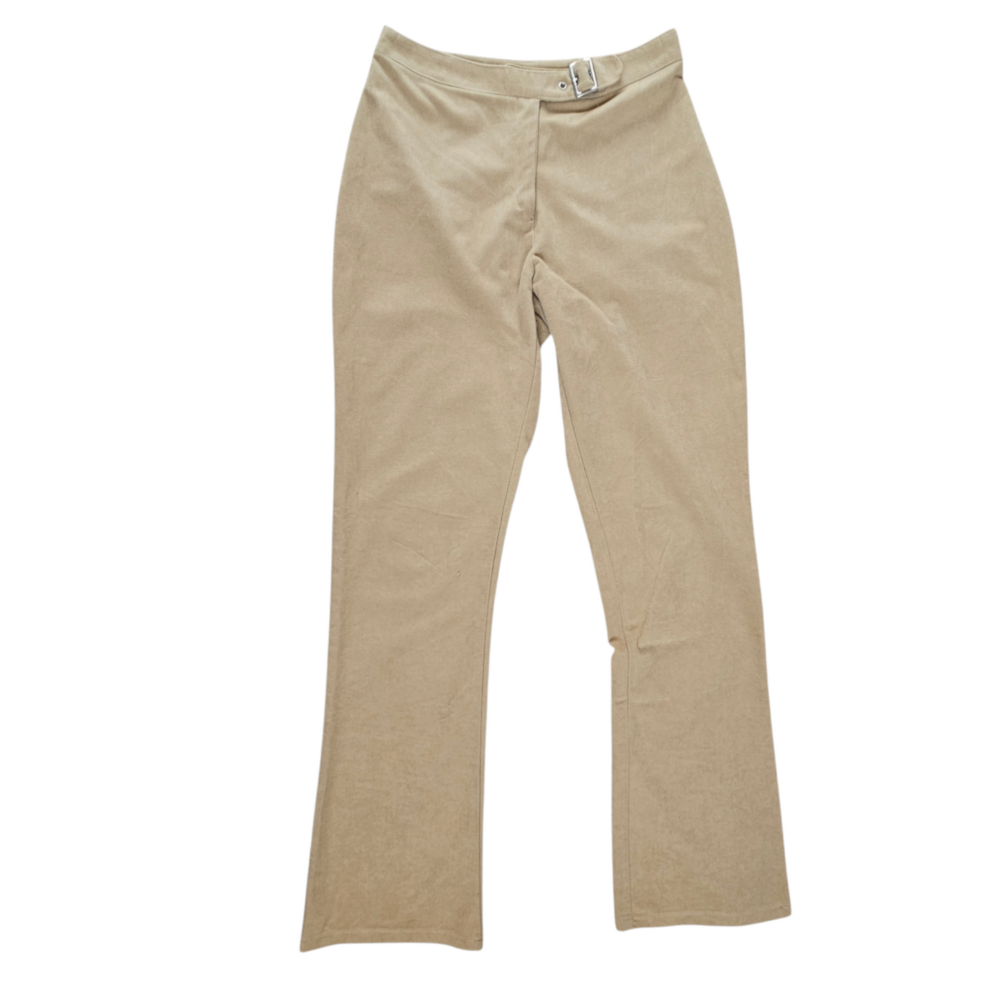 Beige pants with buckle detail