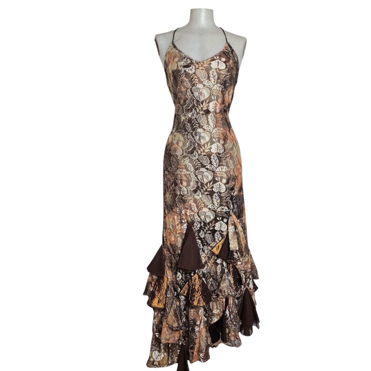 Maxi prom dress en dentelle à volants