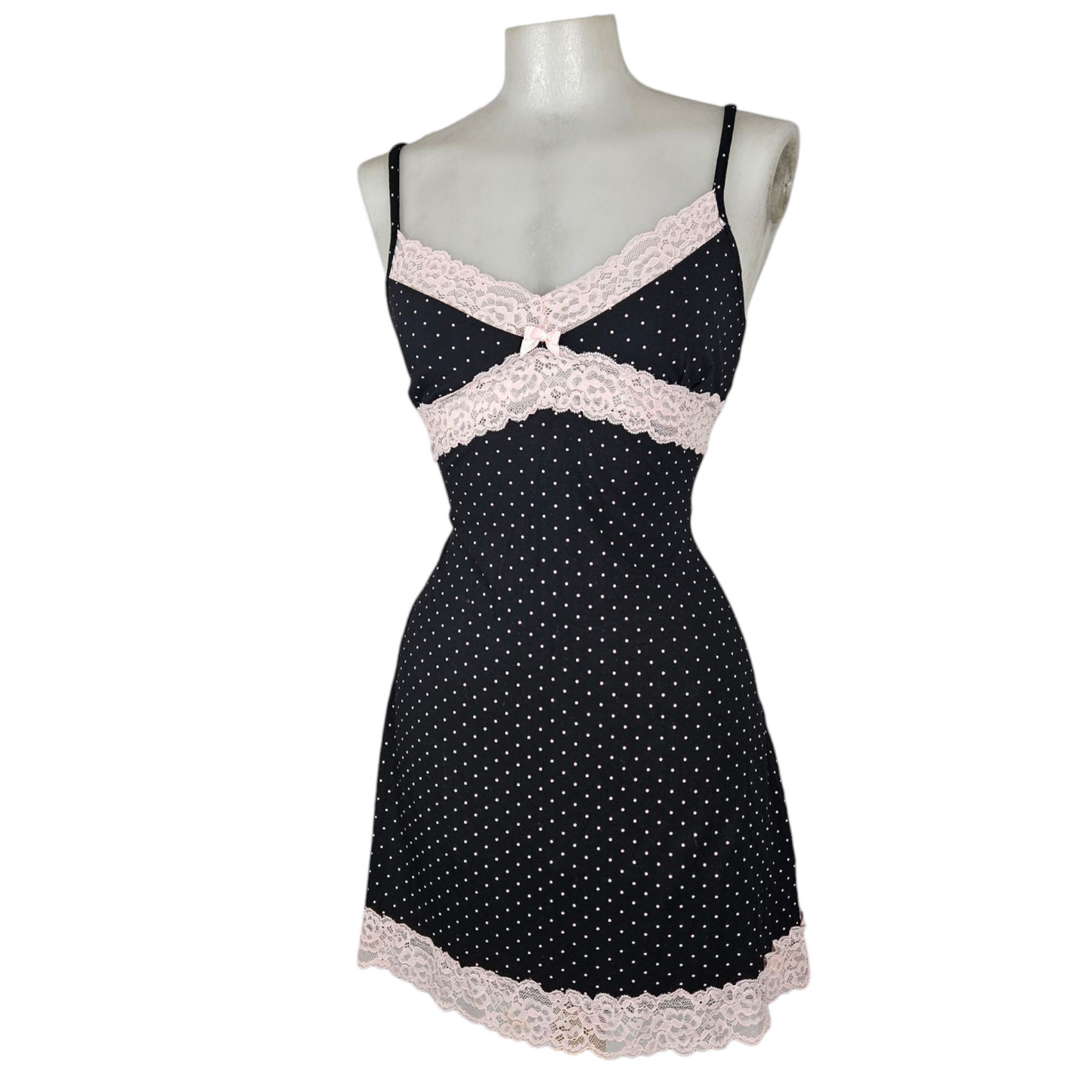 Lingerie-style polka dot dress