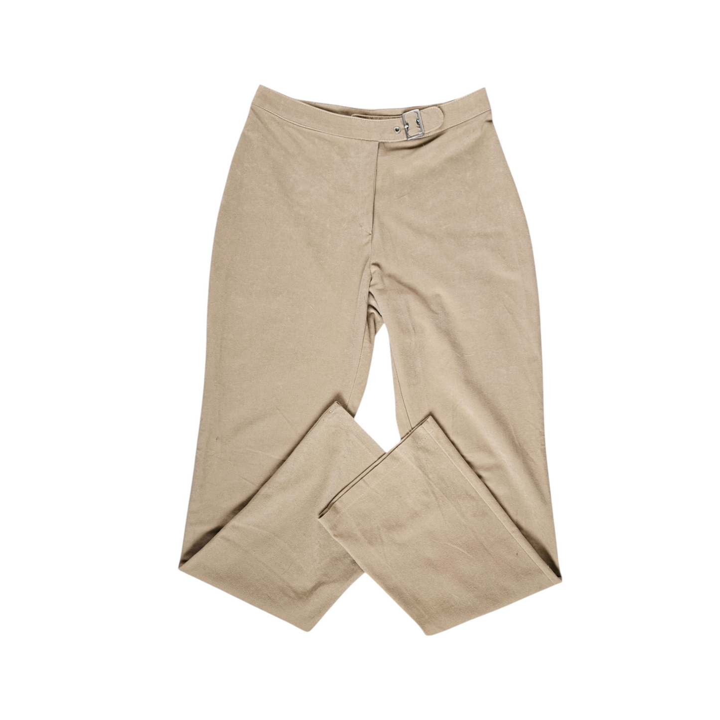 Beige pants with buckle detail