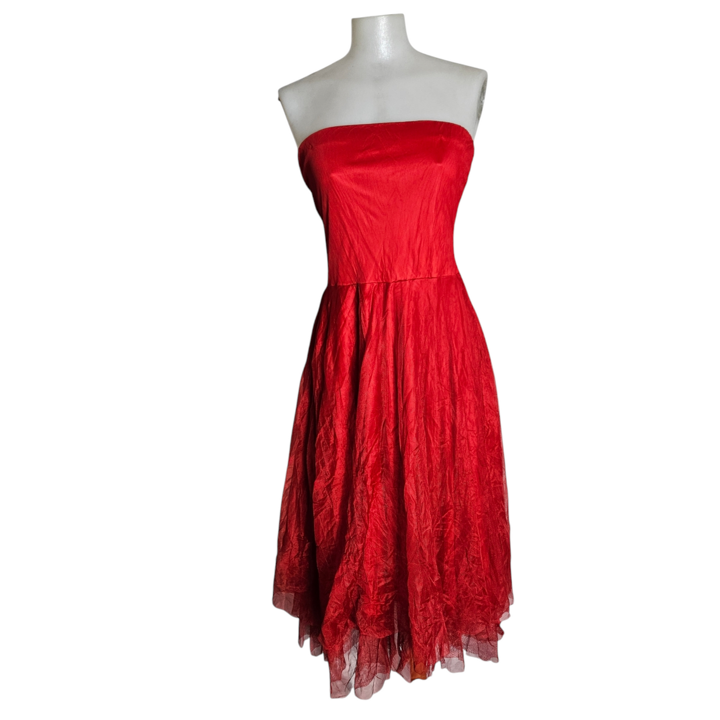 Strapless dress in fine mesh