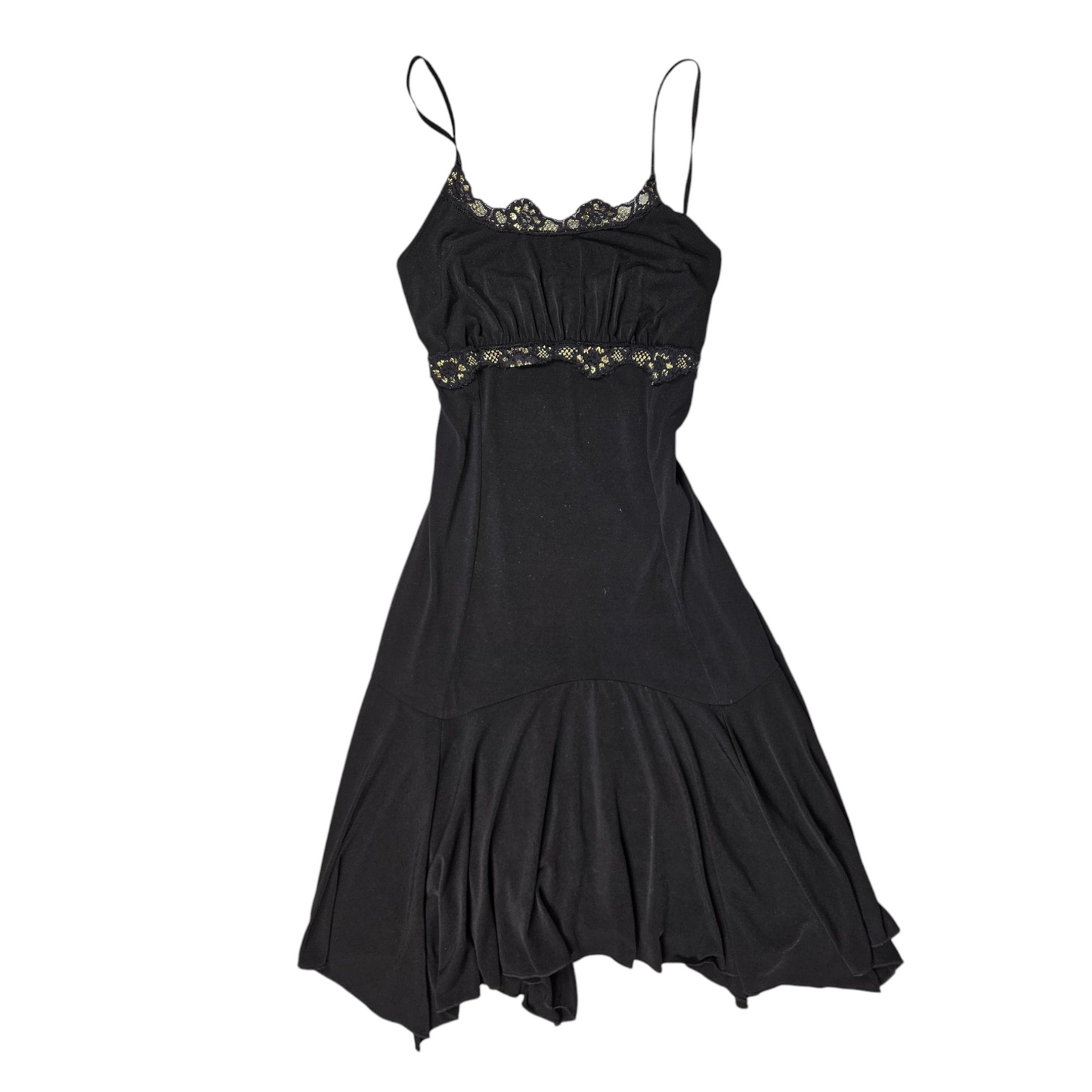 Asymmetrical dress with gold trim