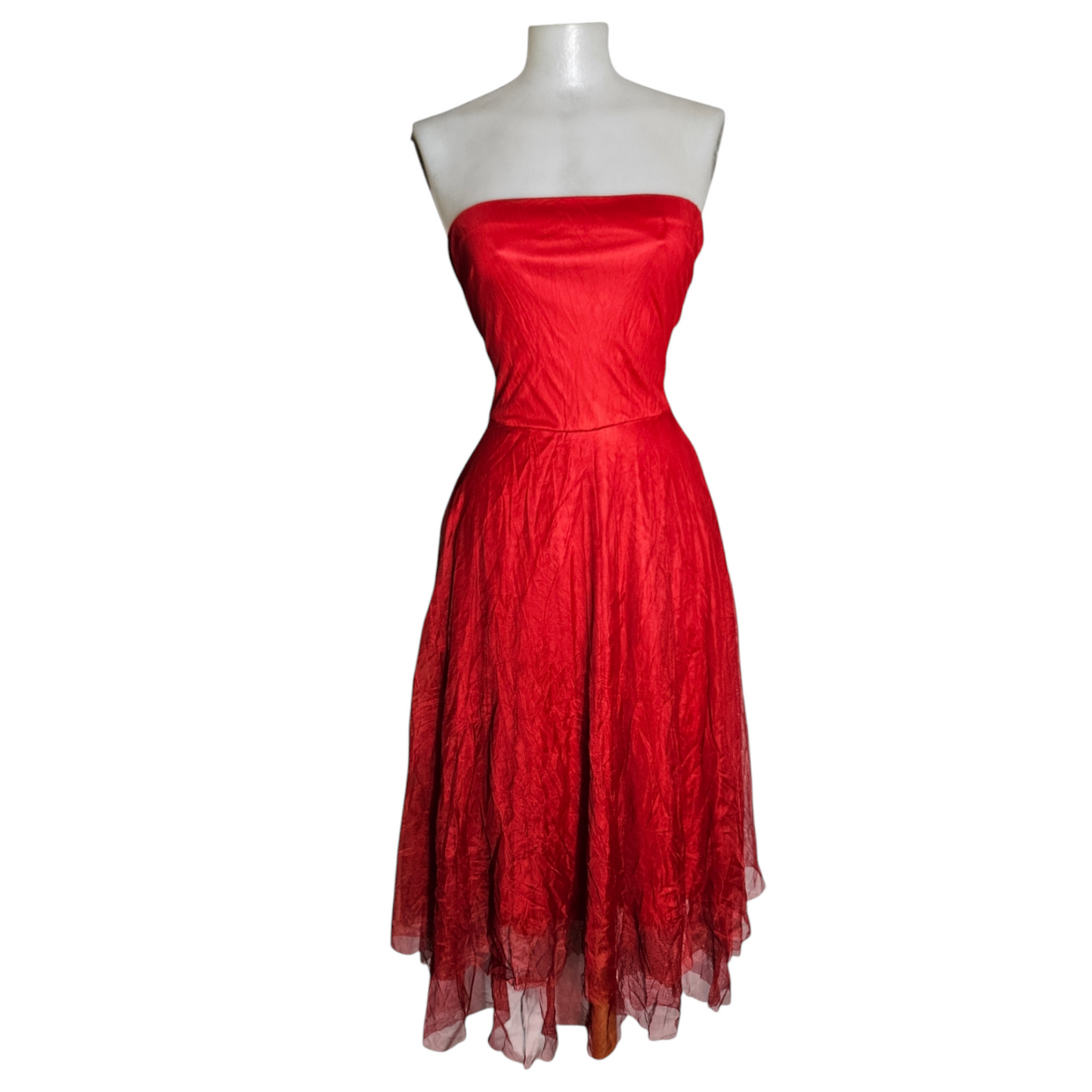 Strapless dress in fine mesh