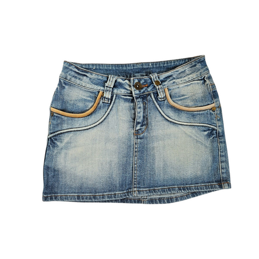 Washed-out denim mini skirt