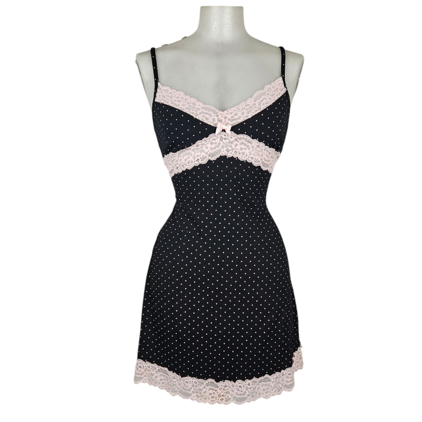 Lingerie-style polka dot dress