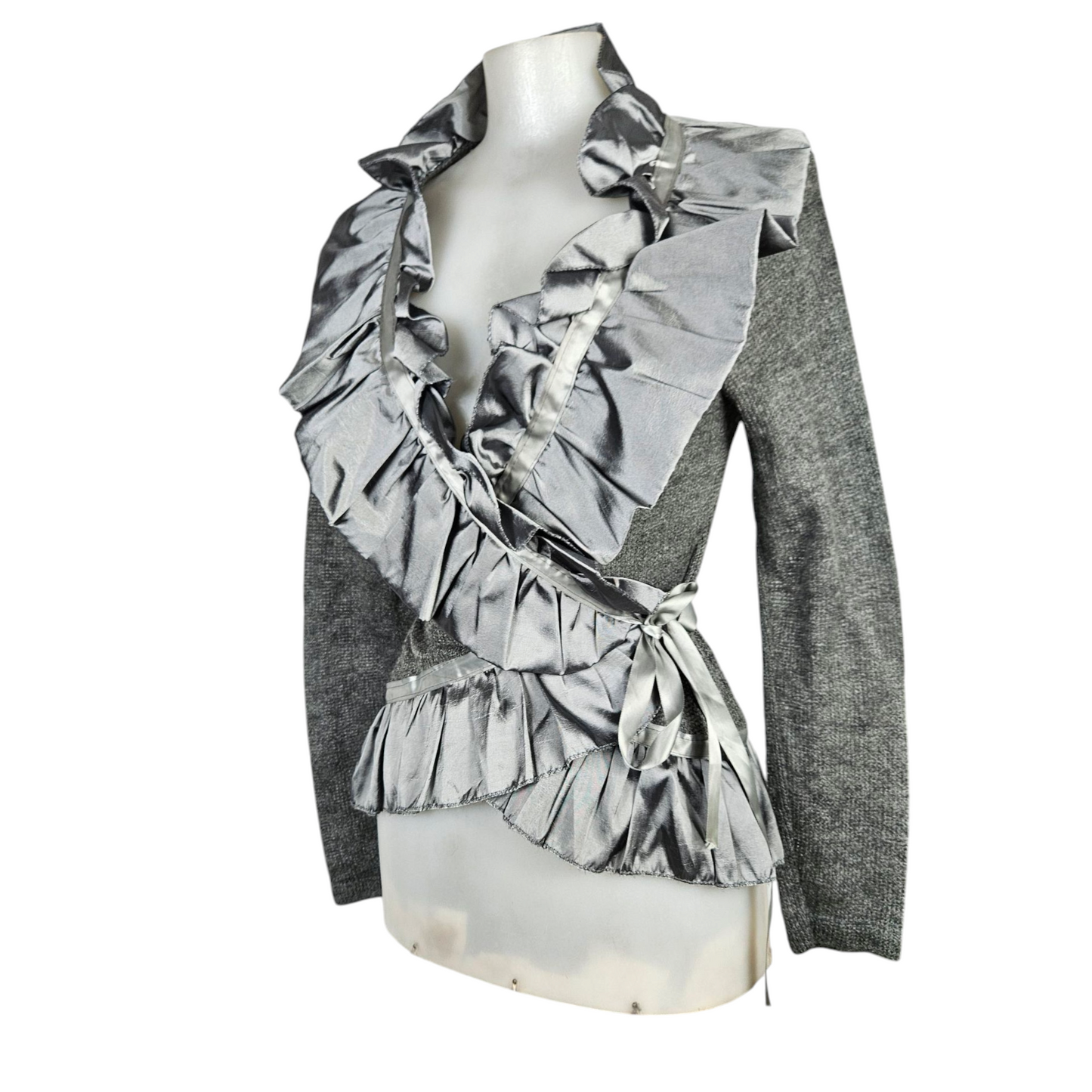 Two-material grey and silver heart-shaped wrapover