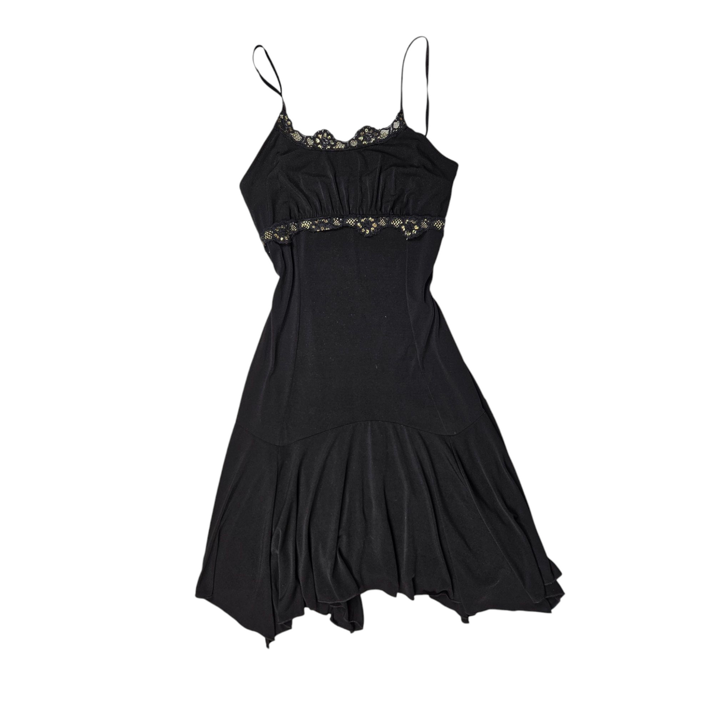 Asymmetrical dress with gold trim
