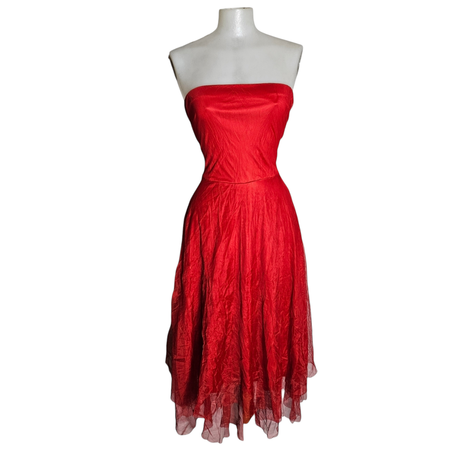 Strapless dress in fine mesh