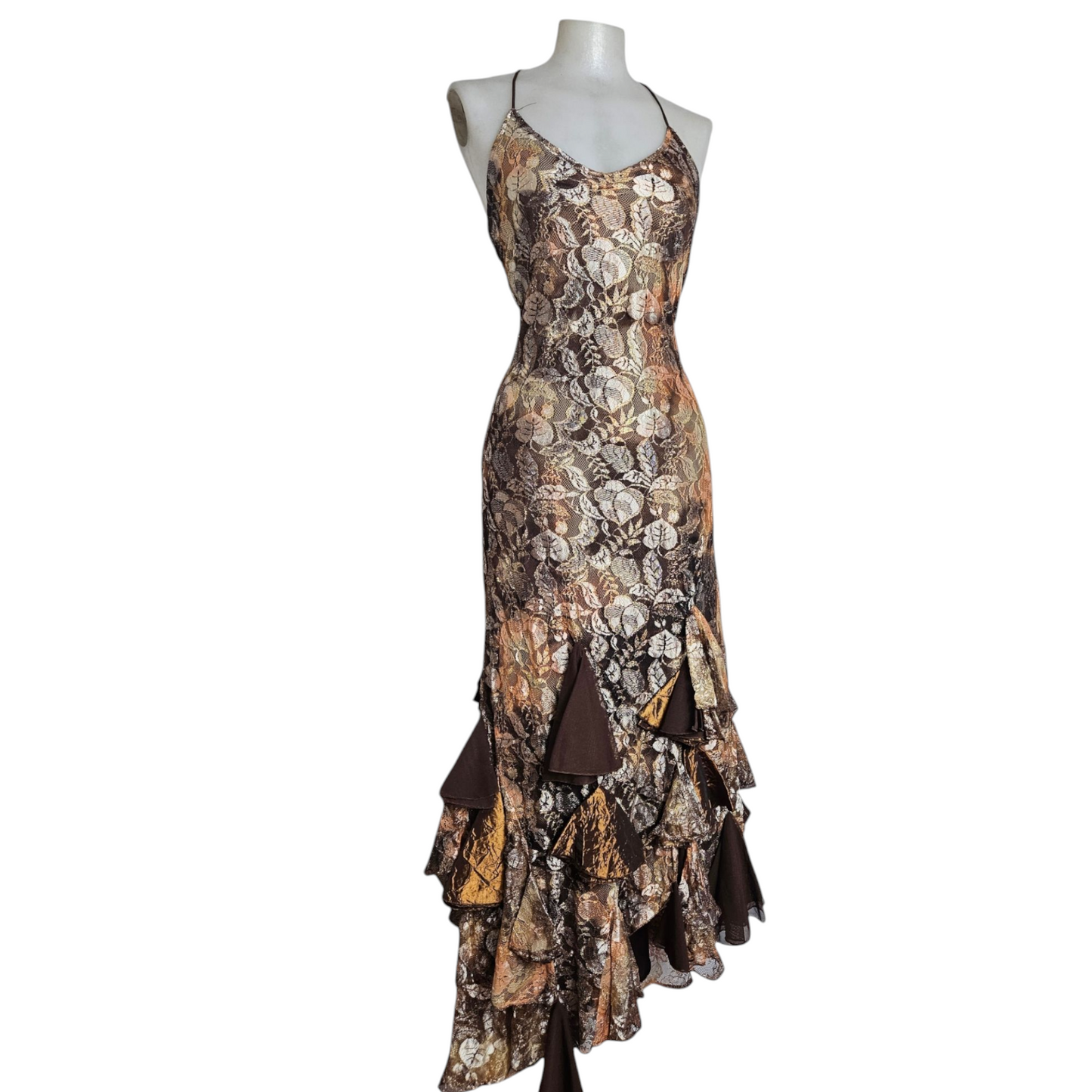 Maxi prom dress en dentelle à volants