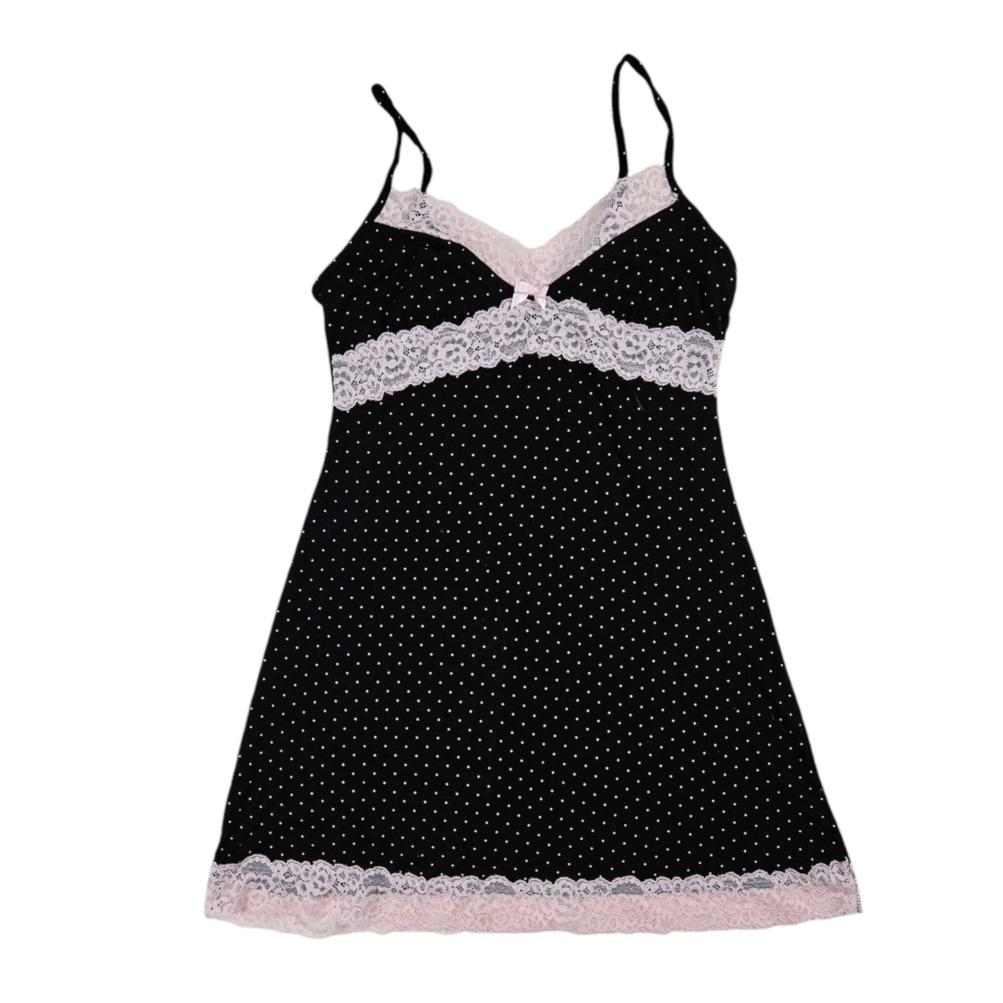 Lingerie-style polka dot dress