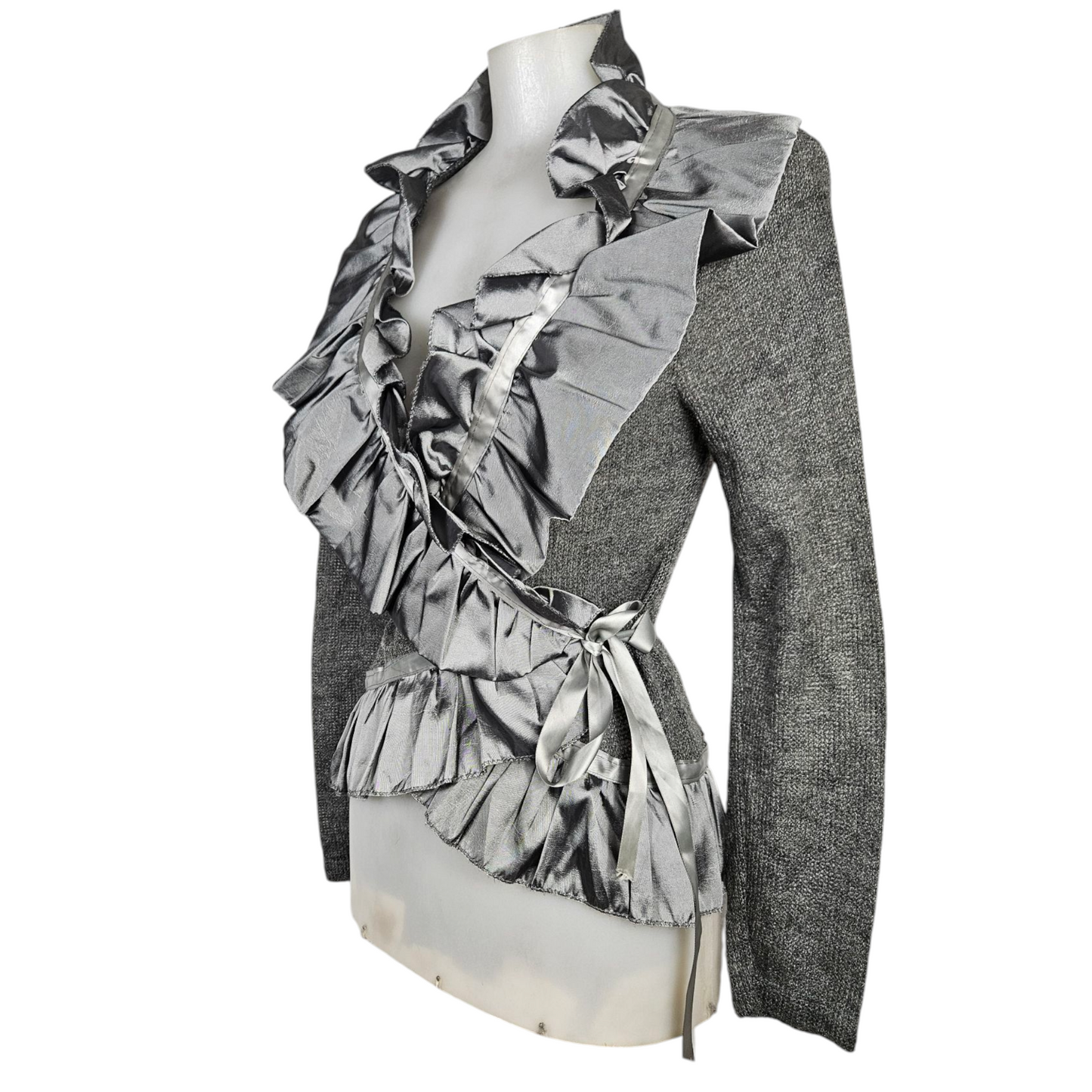 Two-material grey and silver heart-shaped wrapover