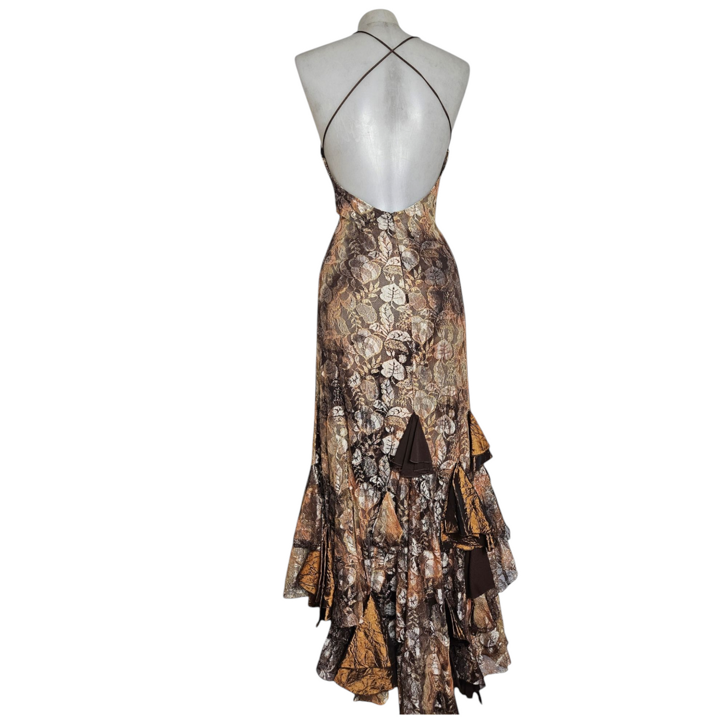 Maxi prom dress en dentelle à volants