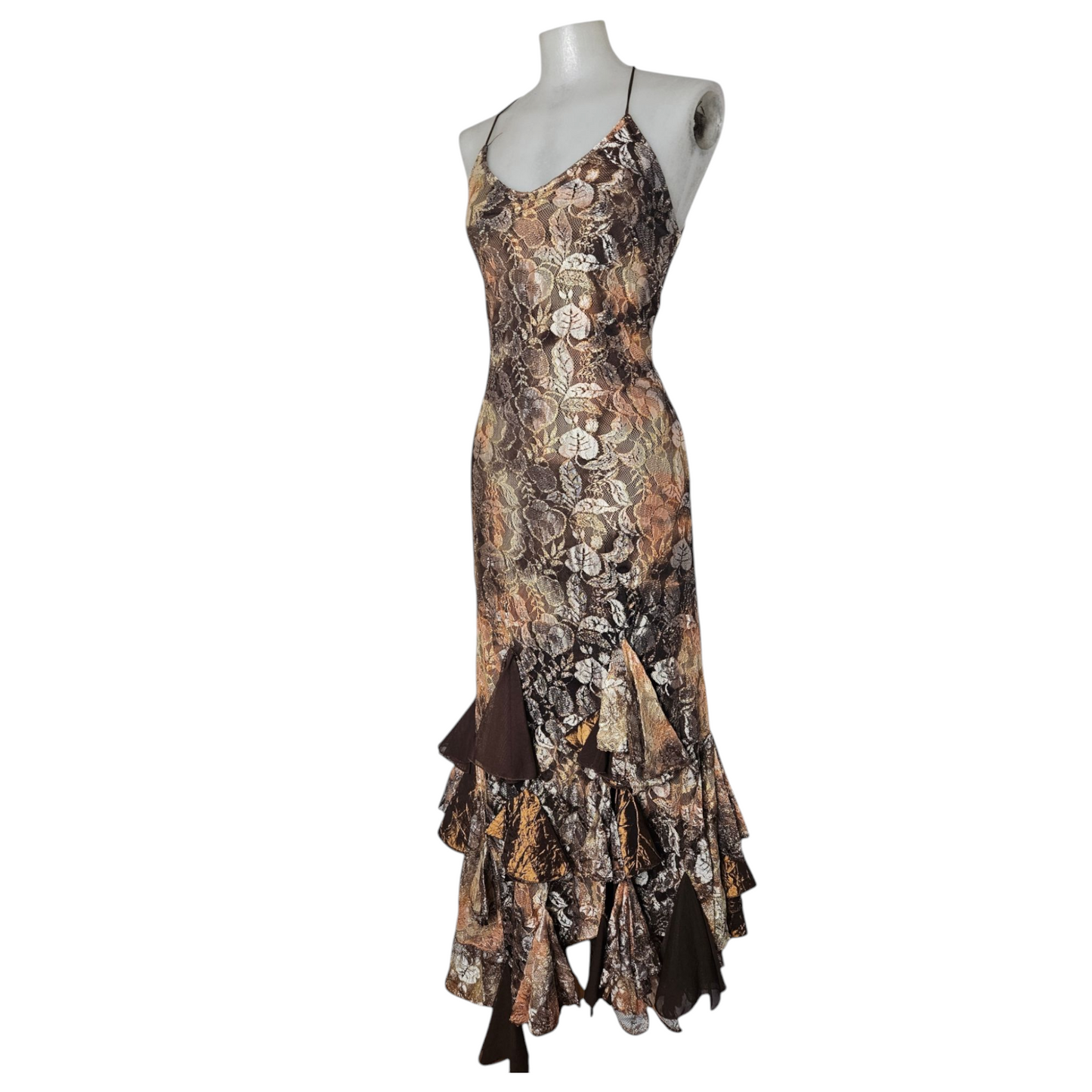 Maxi prom dress en dentelle à volants
